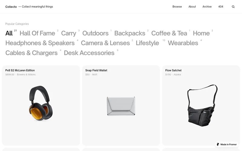 collecto şablonunun önizləmə görüntüsü