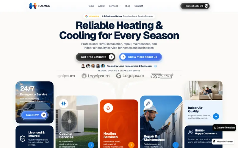 halmco-hvac şablonunun önizləmə görüntüsü