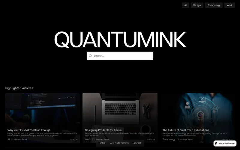 quantumink şablonunun önizləmə görüntüsü